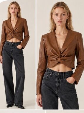Seven For All Mankind faux leather twist top